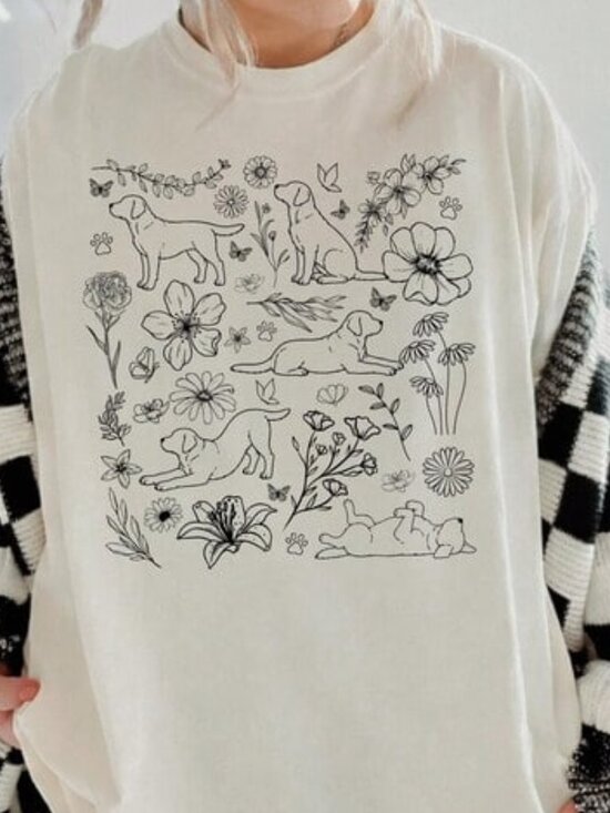 Tops - Cute Dog Shirt, Floral Dog Tee, Gift for Dog Lover